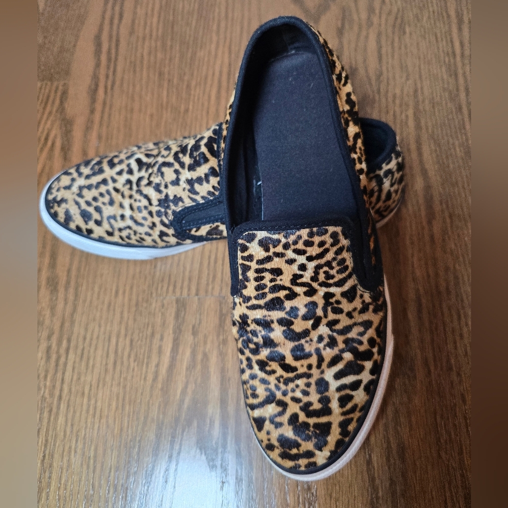 Sperry Leopard Print Calf Hair Slip-On Sneakers Size 9.5